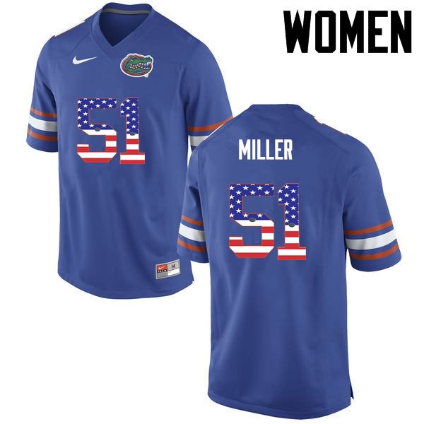 NCAA Florida Gators Ventrell Miller Women's #51 USA Flag Fashion Nike Blue Stitched Authentic College Football Jersey HXZ5764LY
